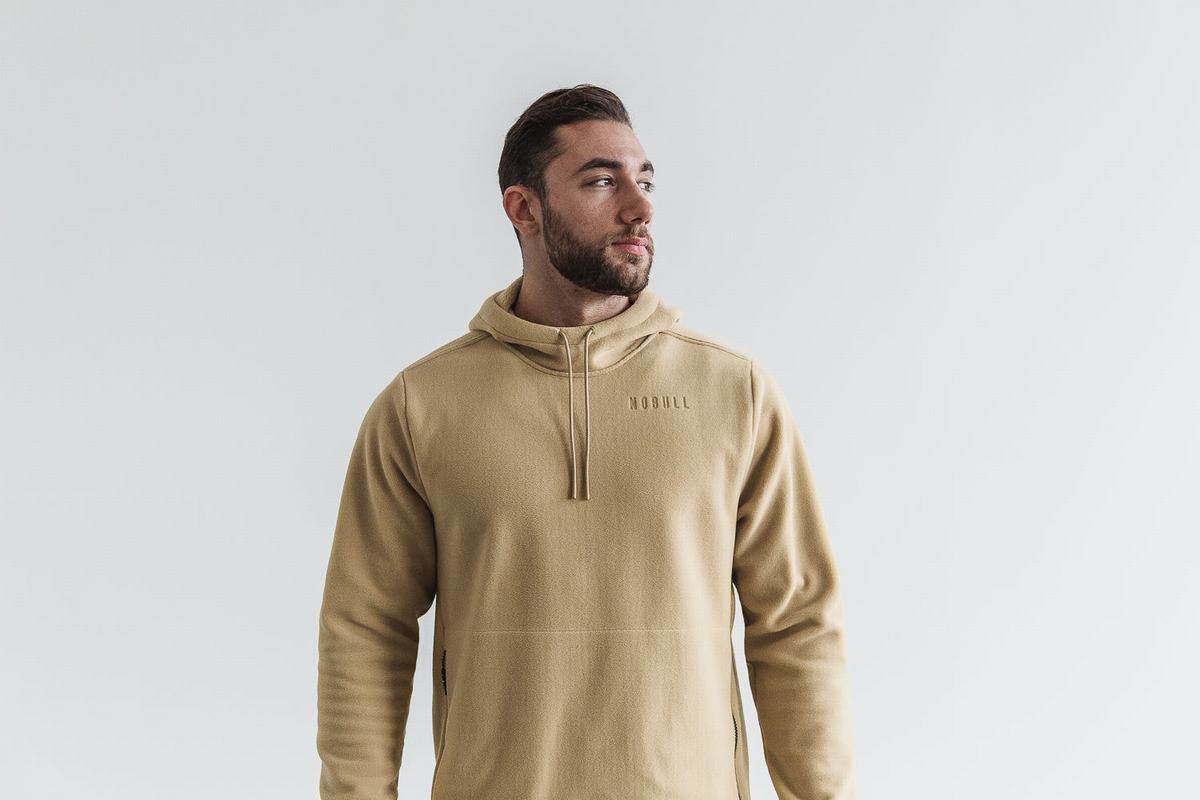 Nobull Arctic Men\'s Hoodie Beige | Australia (KZ3045)